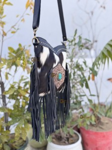 Bolso Bandolera de Cuero con Flecos, Diseño Único 2026, Hecho a Mano, Elegante, de Piel de Vaca, Multiusos para Mujer - Product Image 3