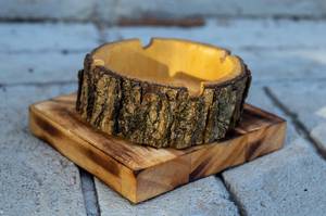 Handmade Wooden <b>Ashtray</b>, Rustic Bark Rim Household Groove Wood Cigar <b>Ashtray</b> Anti-Fall Easy to Clean with Natural Look - Product Image 2
