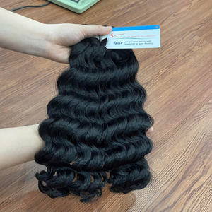 Prix de gros Extensions de cheveux noirs à trame Deepwave 100% cheveux humains Super haute qualité sans perte ni enchevêtrement prêt à expédier - Product Image 6