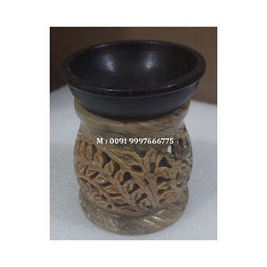 เตาเผาน้ำมันหอมระเหยทรงกลมทำจากหินธรรมชาติ แกะสลักด้วยมือ ขัดเงา ใช้สำหรับตกแต่งเทศกาลดีวาลี - Product Image 4