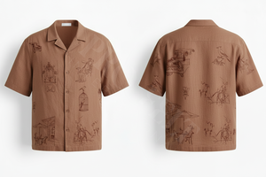 Chemise à manches courtes noire tendance pour homme avec logo brodé personnalisé, design décontracté, mode estivale, designs vintage - Product Image 3