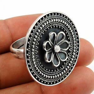 925 Solid Sterling <b>Silver</b> Band Flower <b>Ring</b> With <b>Adjustable</b> Design High Quality Handmade Bohemian Jewelry With IGI Certification - Product Image 2
