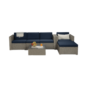 Juego de sofás de ratán PE para jardín exterior BeNK de 6 piezas - Product Image 1