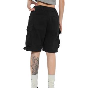 Pantalones cortos Cargo elásticos de cintura alta para mujer, verano, Color sólido, gran oferta, pantalones cortos con cordón de calidad, botón de decoración con Logo, venta al por mayor - Product Image 2