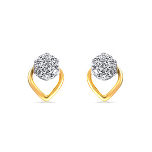 Boucles d'oreilles clous en or jaune avec diamants naturels taille brillant rond, design minimaliste, pour femme, à porter au quotidien - Product Image 1