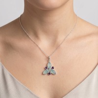 Pendentif en calcédoine bleue et améthyste, en argent sterling 925, fait main, pierres précieuses pastel, triple pierre, bijou porte-bonheur pour femme, style Art Déco