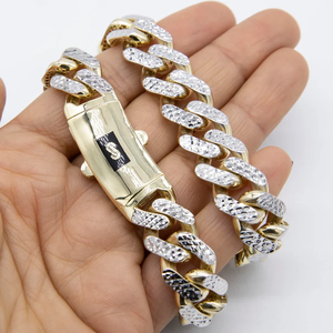 Solid Real Gold Plated Cuban Chain Necklace Men's Hip Hop Style Cubic Zirconia Micro Pave Link Chain Jewelry - Product Image 3