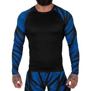 <b>Men</b> Sleeveless Rash Guard <b>Compression</b> <b>Shirt</b> Blue Black Digital Print UPF50+ Quick Dry Sport Top for MMA BJJ - Product Image 1