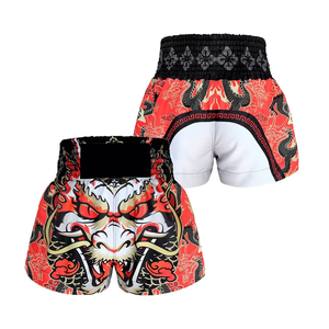 กางเกงมวยไทยลายกราฟิกมังกร กางเกงคิกบ็อกซิ่งแบบซับลิเมชั่น ชุดมืออาชีพ กางเกงสั่งทำพิเศษ - Product Image 4