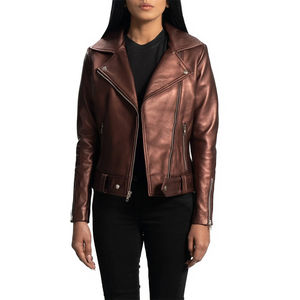 Chaqueta de Cuero Ecológica Impermeable para Mujer, Estilo Motero, con Cuello Alto, Chaqueta de Invierno Transpirable de Lona para Mujer, Estilo Motero - Product Image 5
