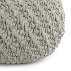 Nisi Light Grey Round Knitted Outdoor/Indoor <b>Pouf</b> Stylish Indoor/Outdoor Accent Furniture - Product Image 4