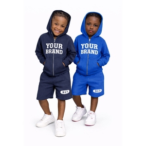 Ensemble sweat à capuche et short pour enfants OEM 2026, personnalisable avec logo, tenue deux pièces en coton pour garçons et filles, vêtements d'été OEM - Product Image 6