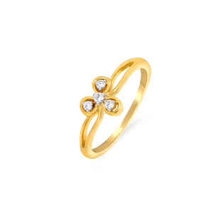 Bague en diamant Trillium Passionné pour femme, en or jaune, diamant taille brillant rond, design floral classique, bijou de fiançailles - Product Image 1