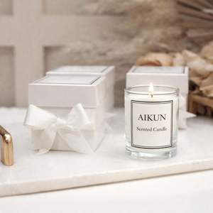 AIKUN Luxury Aromatherapy <b>Candle</b> with <b>Pomegranate</b> & Grapefruit Glass Jar Slow Burn Scented <b>Candle</b> for Wholesale Market - Product Image 1