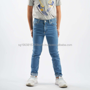 Jean en denim pour garçons, coupe slim, taille mi-haute, décontracté, uni, respirant, extensible, en coton, délavage clair, haute qualité, pour l'hiver - Product Image 4