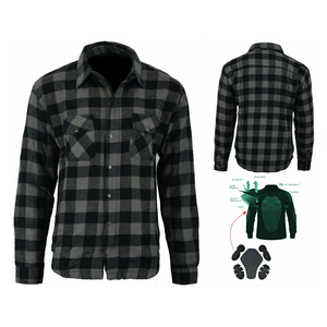 Chaqueta de Franela Protectora Gris y Negra para Motocicleta y Camisa de Montar con Armadura de Nivel 2 y Camisa de Franela Resistente a la Abrasión para Hombre - Product Image 1