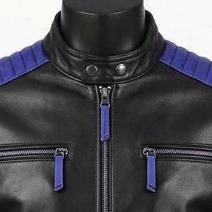Hot Selling Premium Quality Custom Design Red <b>Real</b> <b>Leather</b> <b>Jacket</b> Streetwear Square Collar <b>Leather</b> Outdoor <b>Jacket</b> Men's - Product Image 4