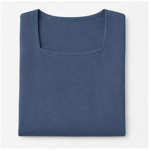 Womens Steel Blue Square Neck <b>Long</b> Sleeve Slim <b>Fit</b> <b>T</b> <b>Shirt</b> WTS-0096 - Product Image 5