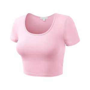 Custom Logo Women's <b>Crop</b> <b>Top</b> T Shirt Comfortable Short <b>Sleeve</b> T-Shirts Custom Sizes Summer Casual Wear - Product Image 2