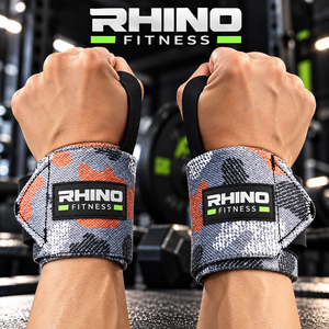 สายรัดข้อมือลายพรางคุณภาพสูง Rhino Fitness สำหรับยกน้ำหนัก พร้อมแถบตีนตุ๊กแก สำหรับออกกำลังกาย - Product Image 1