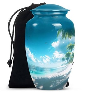 Metal Funeral Urn for Human Ashes Adult Size - Aluminum Cremation Urn with Lid - Polished <b>Memorial</b> <b>Vase</b> - Product Image 4