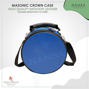 Étui de rangement haut de gamme pour casquette maçonnique (bleu) en similicuir, boîte à chapeau Rite écossais avec fermeture éclair, léger, taille personnalisable - Product Image 3