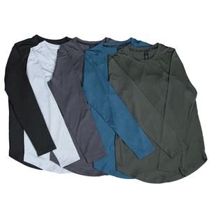 T-shirt à manches longues pour homme, jersey 220G, mélange de coton respirant, coupe classique, couleur unie, vêtements décontractés - Product Image 6
