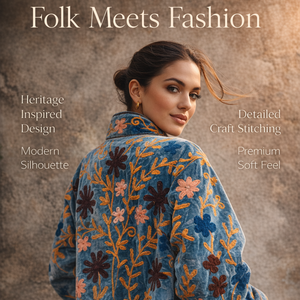 Chaqueta de terciopelo azul cobalto hecha a mano para mujer, con bordado floral elaborado, cuello alto, estilo boutique. - Product Image 3