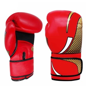 Gants de boxe en cuir rouge avec fermeture à scratch, respirants, imperméables, légers, équipement d'entraînement pour adultes - Product Image 1