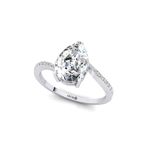 Bague solitaire personnalisée en or massif 18K 14K certifiée IGI, jaune, 2 carats, forme bypass, diamant taille poire VVS2 CVD HHPT, sertissage à griffes - Product Image 3