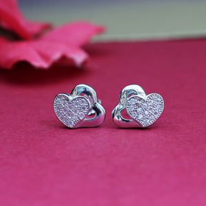 Nouvelle Arrivée 2026 – Boucles d'oreilles clous cœur en argent faites à la main par un designer, avec accent diamant, pour femmes et jeunes filles - Product Image 3