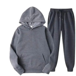 Customized Logo Men's Solid <b>Plus</b> <b>Size</b> <b>Jogger</b> <b>Set</b> High Quality Fleece Sweatshirt Sweatsuit Hoodie Wholesale for Winter Season - Product Image 6