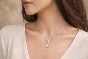 Pendentif goutte minimaliste en pierre naturelle et zircone, argent sterling 925, cadeau de fiançailles élégant pour femme - Product Image 4