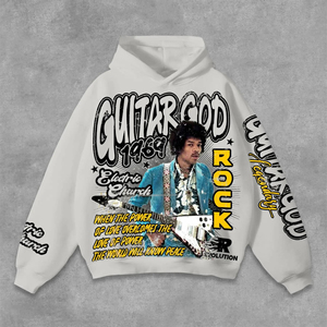 Sweat à capuche noir à épaules tombantes en coton biologique 100% de haute qualité, imprimé avec logo personnalisé - Product Image 5
