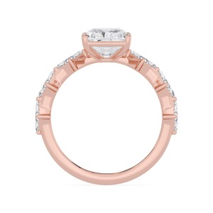 Classic 10K Rose Gold Lab Grown Diamond Ring With Radiant And Lozenge <b>Cut</b> <b>Stone</b> Arrangement - Product Image 2