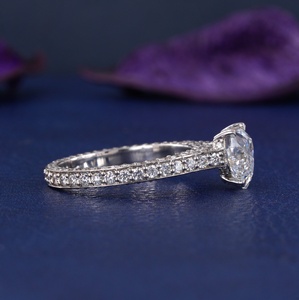 Dainty 1.01CT Lab Diamond Luxury 14K Gold Round Brilliant Cut Solitaire Side <b>Stones</b> Bridal Engagement Ring Yellow Gold Tone - Product Image 1