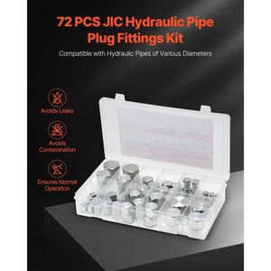 72 pezzi 37 gradi JIC raccordi idraulici tappo per tubo e spina Kit assortimento parti idrauliche - Product Image 2