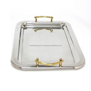 Hot Selling Stainless Steel & Metal <b>Square</b> Tray Wedding Centerpiece Decorative Tray <b>Dinning</b> <b>Table</b> Decor Serving Tray - Product Image 1