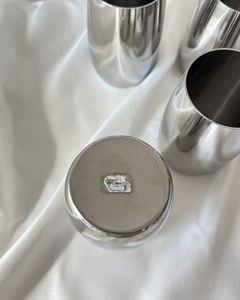 Tasses vintage italiennes en acier inoxydable par AMC - Verre à boire en métal argenté / Verre à eau / Gobelet - Product Image 6