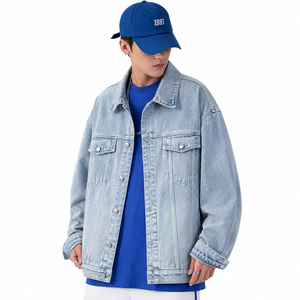 High Quality Vintage <b>Men's</b> Denim Jean Jacket Garment Dyed Black <b>White</b> Breathable Eco-friendly Functional Autumn Winter Plus Size - Product Image 3