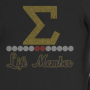 Camiseta Negra con 10 Perlas y 2 Rubíes de la Fraternidad Griega Sigma Gamma Rho, Cuello Redondo, Manga Corta, con Pedrería, Estilo Casual - Product Image 5