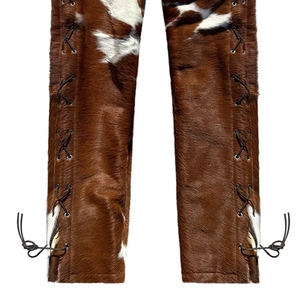 Pantalon en cuir sur mesure de luxe pour homme, inspiré de la mode premium Frontier, avec fourrure intégrée - Product Image 5