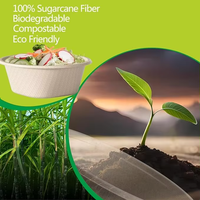 Bols jetables écologiques en bagasse de canne à sucre 48oz, robustes, compostables, résistants aux micro-ondes et aux fuites, pour fêtes, soupes, salades, ramen