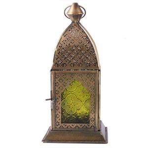 Farol de vela hecho a mano estilo marroquí de metal y vidrio, portavelas de hierro dorado, lámpara colgante para decoración de Ramadán, mejor precio. - Product Image 4