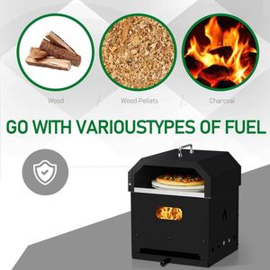 Forno per Pizza esterno a legna 4 in 1 staccabile a 2 strati con griglia da cucina e pietra per Pizza - Product Image 3