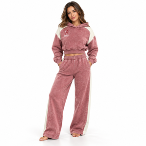 Conjunto Deportivo Premium para Mujer, Estilo Acid Wash, Sudadera y Pantalones Jogger de Algodón Lavado, Tela Suave, Ajuste Cómodo, Estilo Vintage Casual - Product Image 1