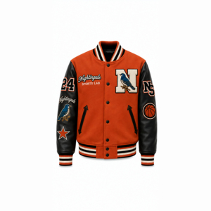 Chaqueta Varsity Letterman de Invierno al por Mayor, Cuerpo de Lana, Bordado Personalizado, Estilo Béisbol, Cuello Alto, Mangas Delanteras de Cuero - Product Image 4