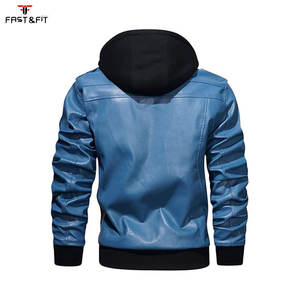 Veste de moto d'hiver pour hommes en toile et cuir véritable, coupe-vent, imperméable et respirante, style urbain, vente en gros - Product Image 3