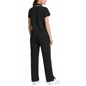 Ensemble de blouses médicales noires personnalisées pour femmes, en polyester tissé, pantalon et haut d'uniforme d'hôpital, vêtements de travail pour infirmières - Product Image 2