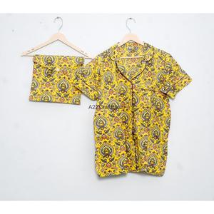 Pyjama moderne pour femme en coton et dentelle, à manches courtes, col en V, imprimé floral, respirant, lavable, coupe trapèze, sexy, pour club de nuit, avec cordon de serrage - Product Image 5